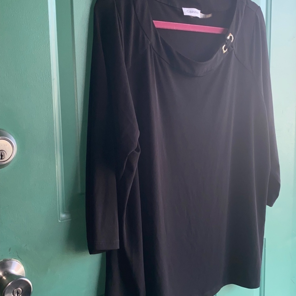 Calvin Klein size 0X black blouse top - Picture 3 of 12